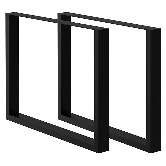 ECD Germany Tischgestell Tischgestell 80x72cm Schwarz Bankkufen Industriedesign Möbelfüße Metall - Stahl - Zwei schwarze, rechteckige Tischbeine aus Metall mit vorgebohrten Befestigungslöchern.
