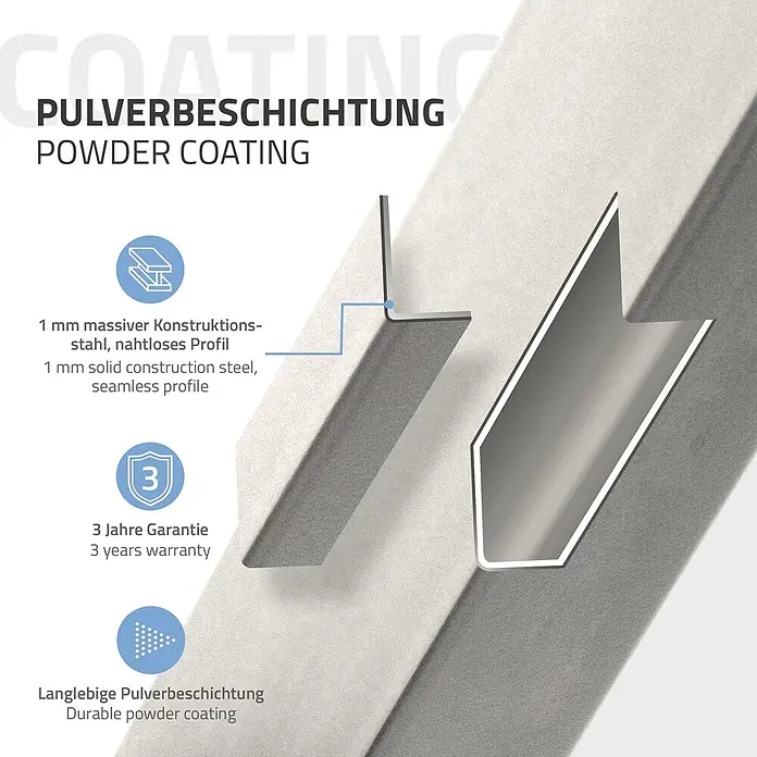 ML-Design Tischgestell Bankgestell Bankbeine 75x72cm Silber Tischkufen Profil 8x2cm Möbelfüße - Stahl - Querschnitt eines 1mm massiven Konstruktionsstahlprofils mit dauerhafter Pulverbeschichtung, nahtloses Design.