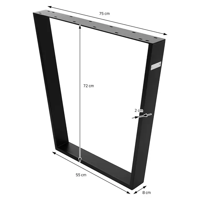 ML-Design Tischgestell 2er Set Tischbeine Trapez V-Form aus Stahl pulverbeschichtet - Stahl - Schwarzes, V-förmiges Tischbein aus Metall mit Bohrlöchern, ideal für moderne Möbel.