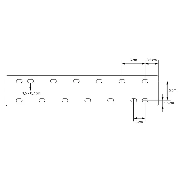 ML-Design Tischgestell Bankkufen Schräge Metall Bankbeine Bankgestell - L x B x H: 8 x 40 x 43 cm, Stahl - Rechteckige Montageplatte mit zwei Reihen Langlöchern und Maßen.