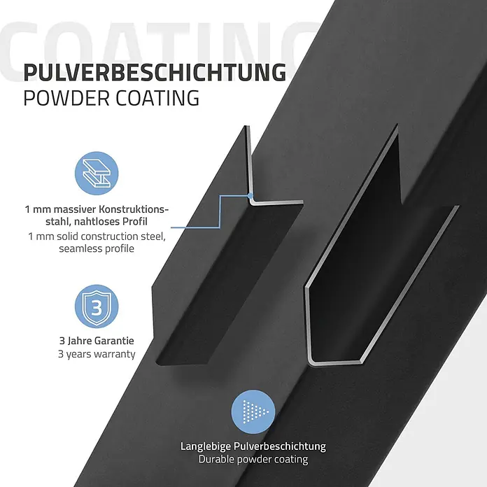 ML-Design Tischgestell Kufengestell X-Form Schwarz für Esstisch/Schreibtisch DIY-Projekte - L x B x H: 8 x 50 x 71 cm, Stahl - Dunkelgraues Metallprofil aus 1 mm massivem Stahl mit robuster Pulverbeschichtung, nahtlos gefertigt, 3 Jahre Garantie.