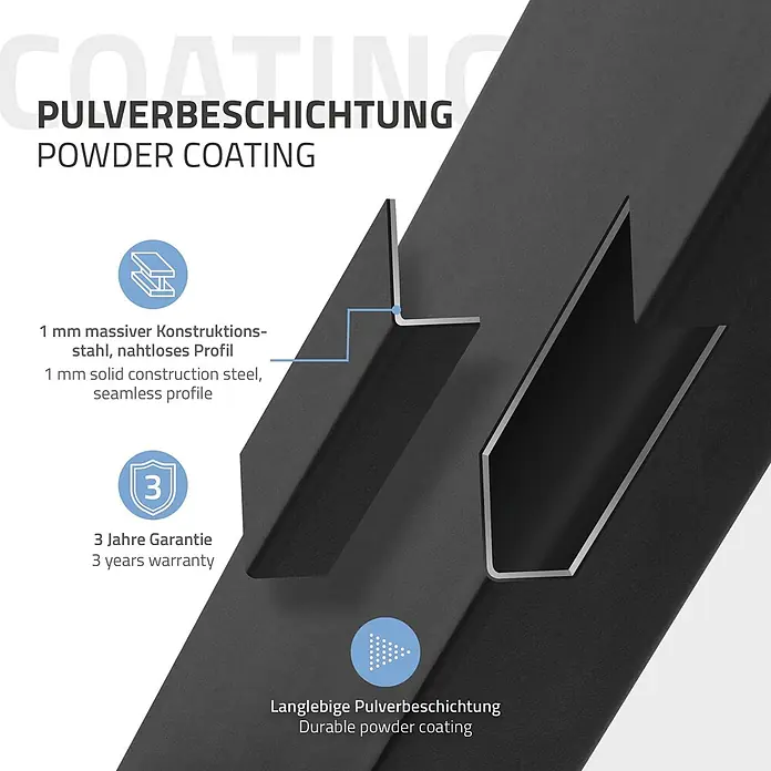 ML-Design Tischgestell Spider Kreuzgestell Schwerlast aus Stahl für DIY - L x B x H: 78 x 150 x 71 cm, Traglast: 150 kg, Stahl - Dunkelgraues pulverbeschichtetes Metallprofil, das seine robuste Konstruktion und nahtlose Form zeigt.