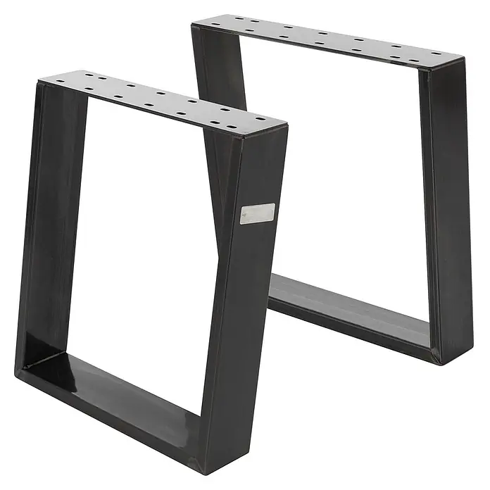 ML-Design Tischgestell Bankkufen Schräge Metall Bankbeine Bankgestell - Stahl - Zwei dunkle U-förmige Metall-Tischbeine mit Montageplatten für Möbel.