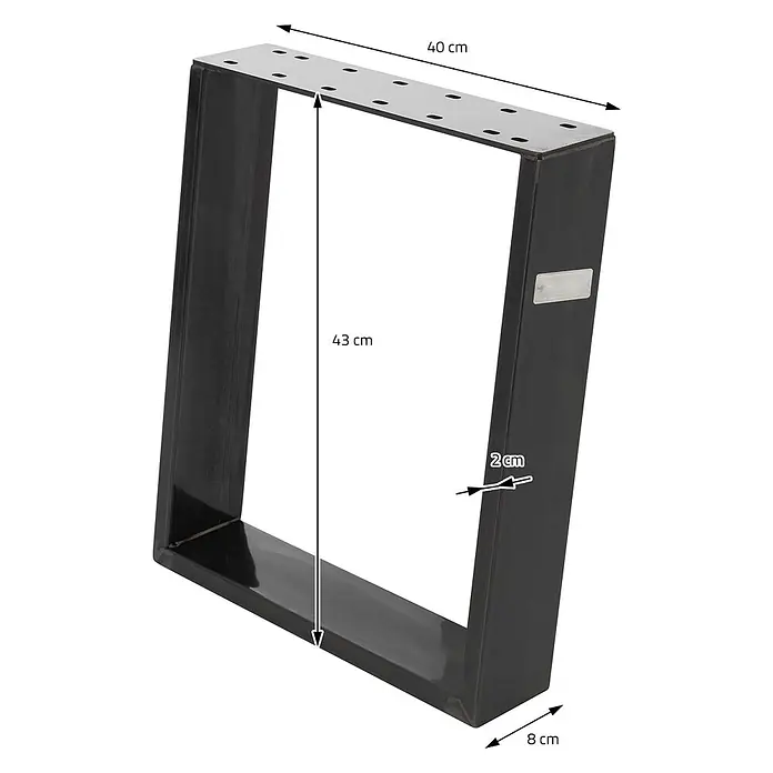 ML-Design Tischgestell Bankkufen Schräge Metall Bankbeine Bankgestell - Stahl - Schwarzmetallener U-förmiger Möbelbein, 43 cm hoch und 40 cm breit, mit Befestigungslöchern.