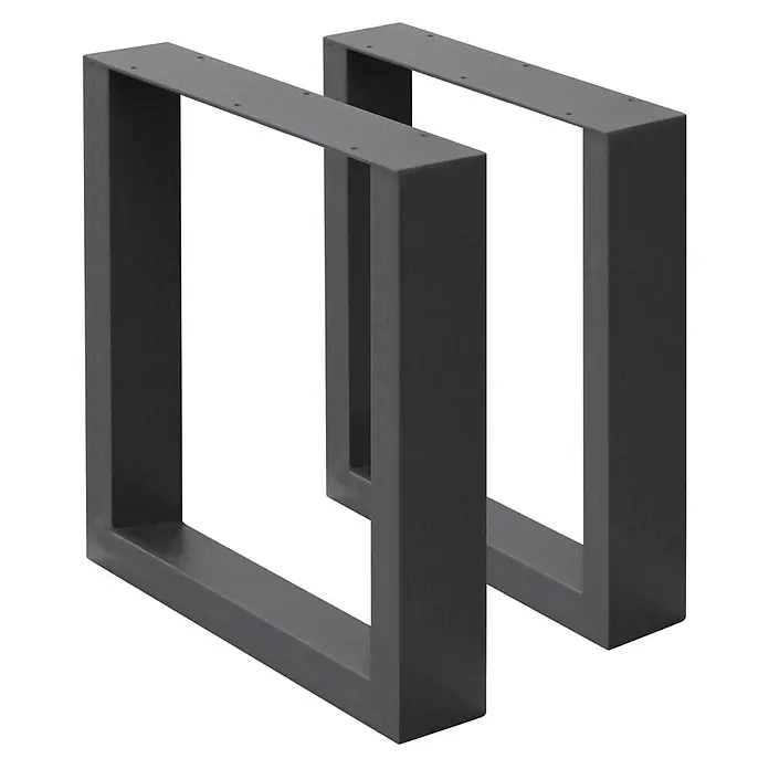 ECD Germany Tischgestell Tischgestell 30x43cm Anthrazit Bankkufen Industriedesign Möbelfüße Metall - Stahl - Zwei dunkelgraue rechteckige Metall-Tischbeine mit vorgebohrten Befestigungslöchern.