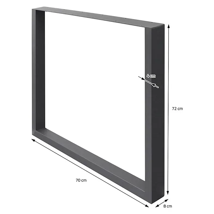 ECD Germany Tischgestell modernes Industriedesign Möbelfüße aus Metall - Stahl - Dunkelgraues Metallmöbelgestell (Tischbein), 72x70x8 cm mit 4 cm Profil.