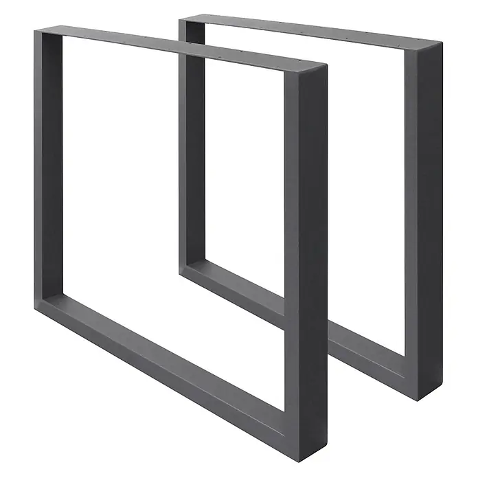 ECD Germany Tischgestell Tischgestell 60x72cm Anthrazit Bankkufen Industriedesign Möbelfüße Metall - Stahl - Zwei dunkelgraue U-förmige Metalltischbeine, vorgebohrt zur Montage.