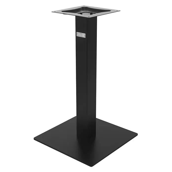ML-Design Tischgestell mit Bodenplatte aus pulverbeschichteteter Stahl - Stahl - Schwarzmetall-Tischgestell mit quadratischer Säule und Montageplatte.