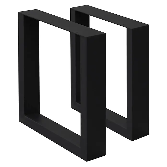 ECD Germany Tischgestell Bankkufen modernes Industriedesign Möbelfüße aus Metall - L x B x H: 8 x 30 x 43 cm, Stahl - Zwei schwarze U-förmige Metall-Tischbeine mit vorgebohrten Schraubenlöchern zur einfachen Montage.