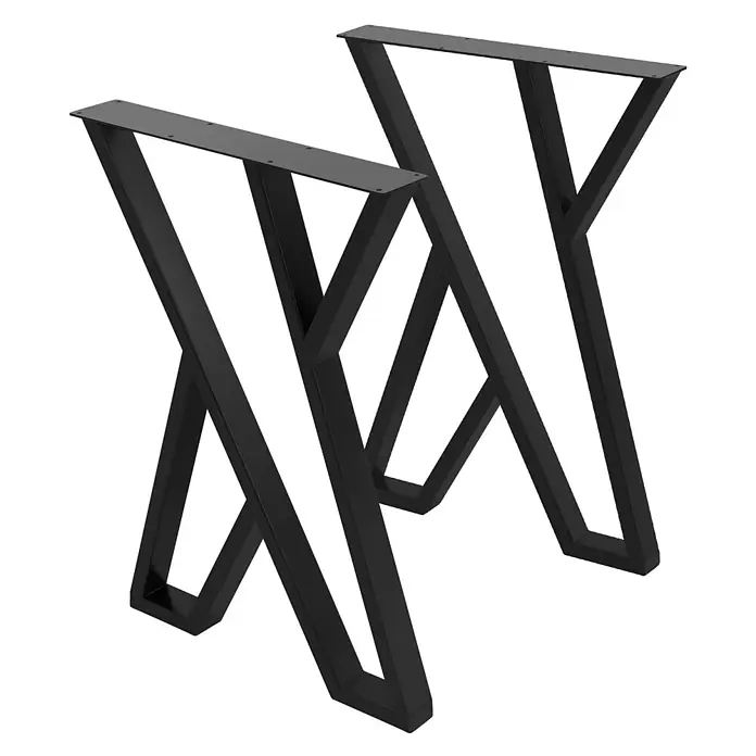 ML-Design Tischgestell Kufengestell X-Form 50x71 cm Schwarz mit Bodenschutz für Esstisch - Stahl - Zwei schwarze Metall-X-Tischbeine mit vorgebohrten Löchern zur einfachen Montage.