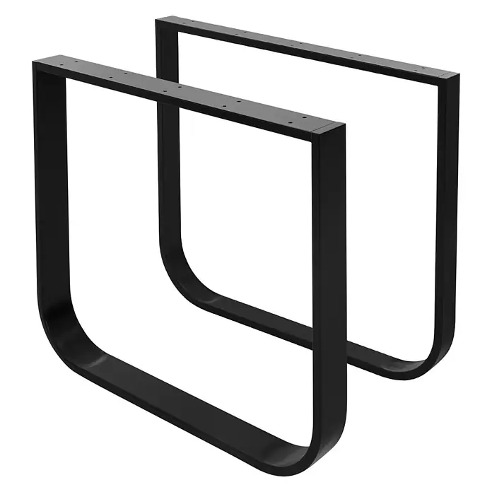 ML-Design Tischgestell Kufengestell O-Form Schwarz für Esstisch/Schreibtisch DIY-Projekte - Stahl - Zwei schwarze U-förmige Tischbeine aus Metall mit vorgebohrten Befestigungslöchern.