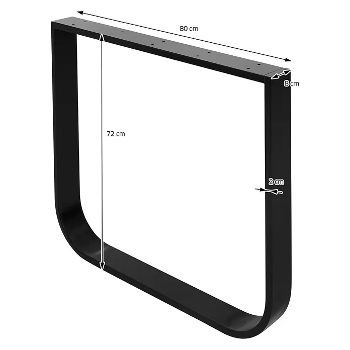 ML-Design Tischgestell Kufengestell O-Form Schwarz für Esstisch/Schreibtisch DIY-Projekte - Stahl - Schwarzes Metall U-förmiges Tischbein Gestell mit Maßen 80x72x8x2 cm.