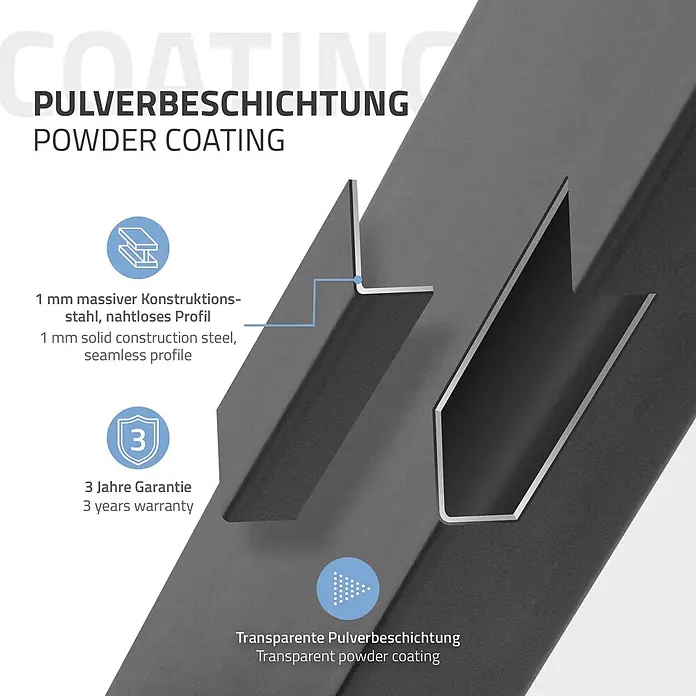ECD Germany Tischgestell Metall Möbelfüße 60x72 cm Anthrazit Tischuntergestell für Esstisch - Stahl - Dunkelgraue Metallprofile mit 1mm massivem Konstruktionsstahl, nahtlosem Design, transparenter Pulverbeschichtung und 3 Jahren Garantie.