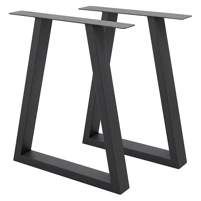 ECD Germany Tischgestell Metall Möbelfüße 60x72 cm Anthrazit Tischuntergestell für Esstisch - Stahl - Zwei matt-schwarze Metall-Tischbeine im A-Rahmen- oder Trapez-Design.