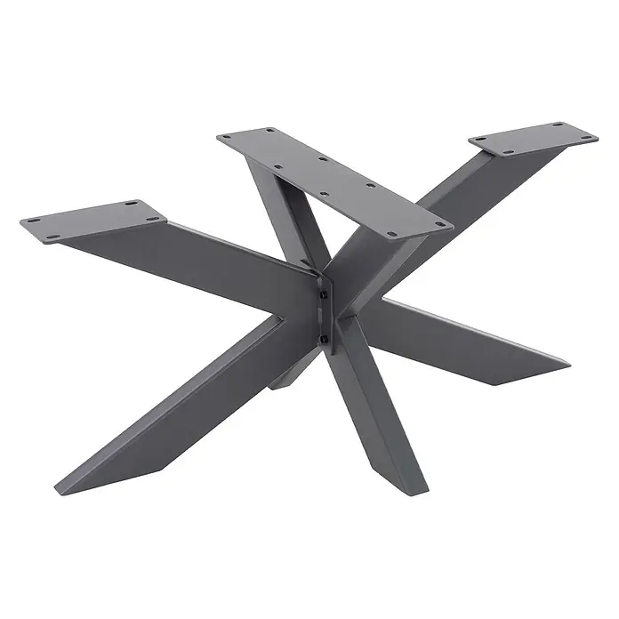 ML-Design Tischgestell Spider Kreuzgestell Schwerlast aus Stahl für DIY - Traglast: 150 kg, Stahl - Dunkelgraues Metall-Tischgestell in Spinnenform mit Montageplatten.
