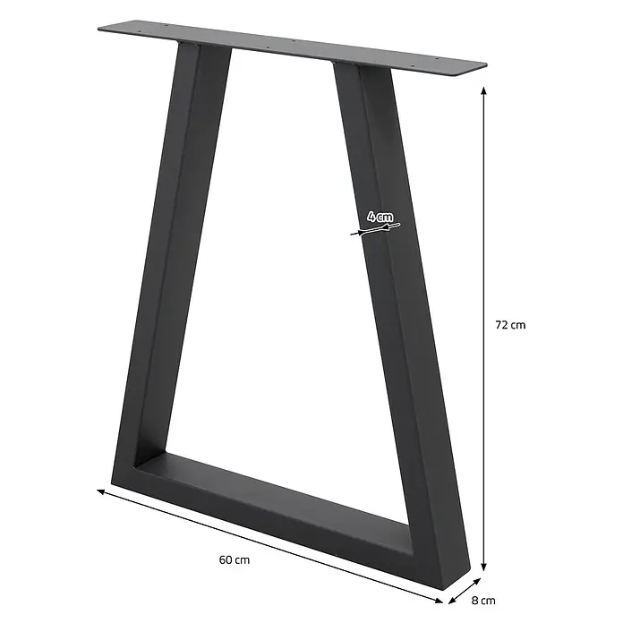 ECD Germany Tischgestell Metall Möbelfüße 60x72 cm Anthrazit Tischuntergestell für Esstisch - Stahl - Schwarzer Metall-A-Rahmen Tischbein, 72 cm hoch. Basis: 60 cm breit, 8 cm tief. Balken: 4 cm breit.