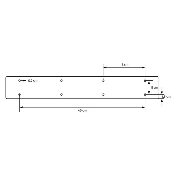 ML-Design Tischgestell Bankgestell Bankbeine 75x72cm Industrial Tischkufen Profil 8x2cm Möbelfüße - Stahl - Rechteckige Montageplatte mit sechs Bohrlöchern, inklusive Maßen: 45 cm Länge, 0,7 cm Lochdurchmesser und 5 cm vertikaler Abstand.