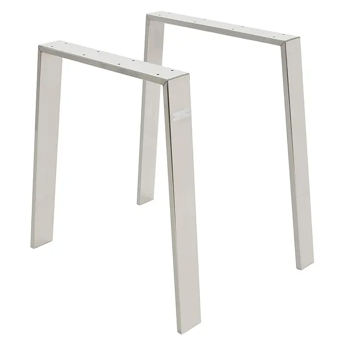 ML-Design Tischgestell Bankgestell Bankbeine 75x72cm Silber Tischkufen Profil 8x2cm Möbelfüße - Stahl - Zwei silberne, gebürstete U-förmige Tischbeine aus Metall mit vorgebohrten Befestigungslöchern.