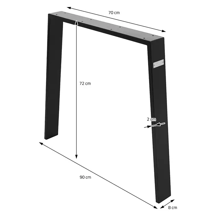 ML-Design Tischgestell Loft 2er Set aus Stahl Industriedesign U-Form - Stahl - Schwarzes U-förmiges Metall-Möbelbein, 72 cm hoch und 70 cm breit, mit 8 cm tiefer Basis.