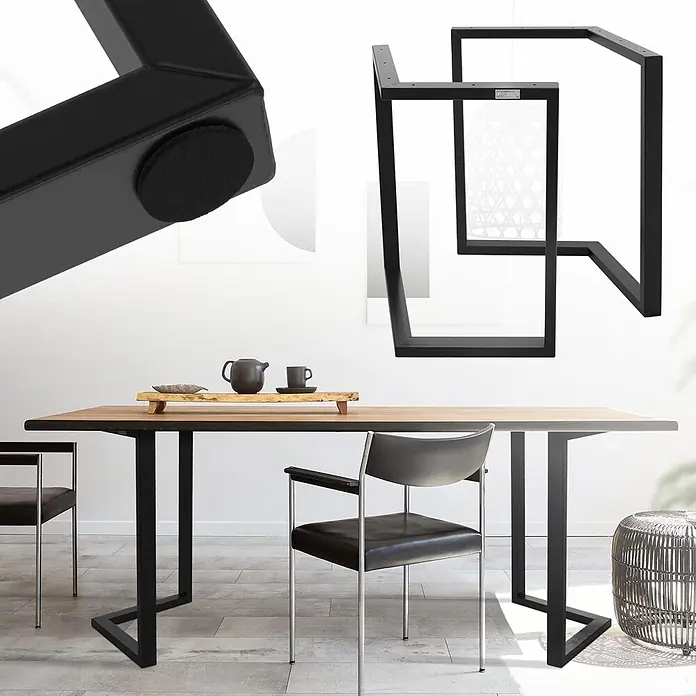 ML-Design Tischgestell 2er Set Tischgestell Bankkufen Tischkufen Möbelfüße aus Stahl - Stahl - Moderne schwarze Metall-Tischbeine in Z-Form, geeignet für Esstische.