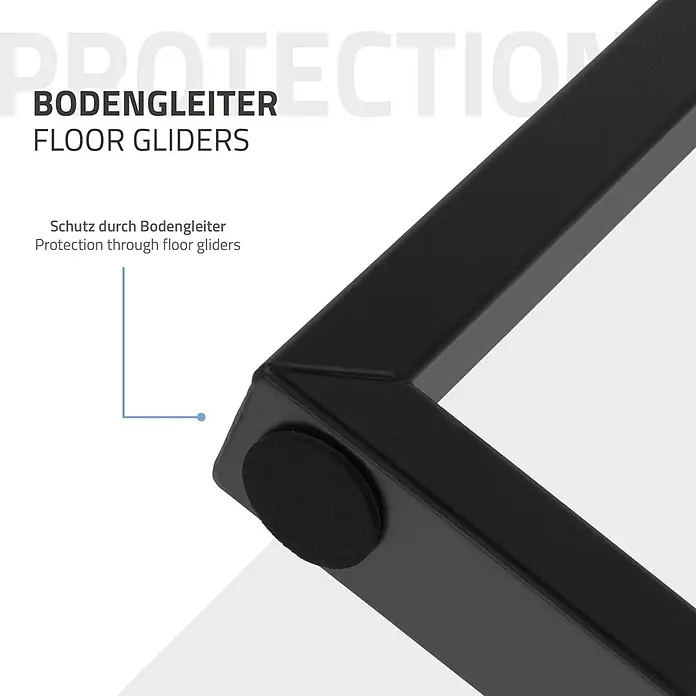 ML-Design Tischgestell 2er Set Tischgestell Bankkufen Tischkufen Möbelfüße aus Stahl - Stahl - Schwarzer Filz-Bodengleiter an schwarzem Metallmöbelfuß, zum Bodenschutz.