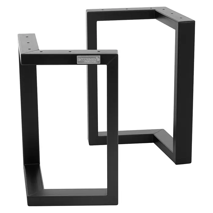 ML-Design Tischgestell Kufengestell Bankkufen für Couchtisch/Sitzbank DIY-Projekte - Stahl - Zwei schwarze U-förmige Tischbeine aus Metall mit vorgebohrten Löchern zur Befestigung.