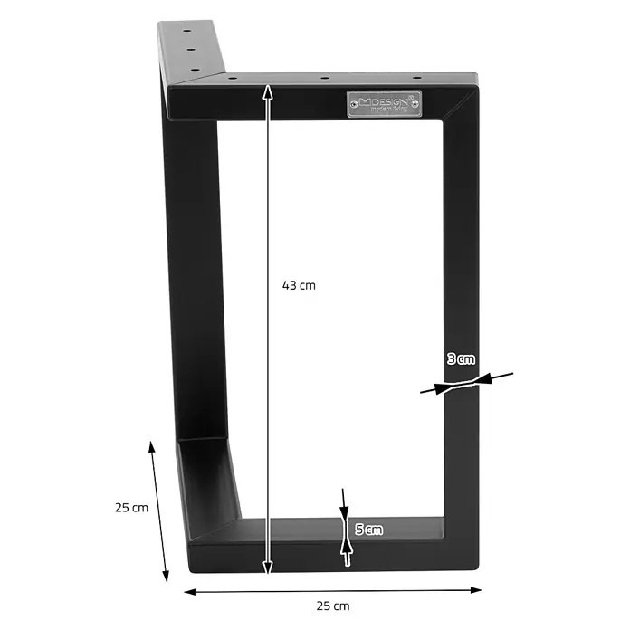 ML-Design Tischgestell Kufengestell Bankkufen für Couchtisch/Sitzbank DIY-Projekte - Stahl - Schwarzes U-förmiges Möbelbein aus Metall, 43 cm hoch, mit vorgebohrten Befestigungslöchern.