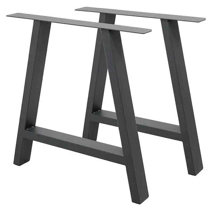 ECD Germany Tischgestell 2x Tischbeine A-Design aus pulverbeschichtetem Stahl - Stahl - Zwei dunkelgraue Metall-A-Rahmen Tischbeine für DIY-Schreibtisch oder Esstisch.