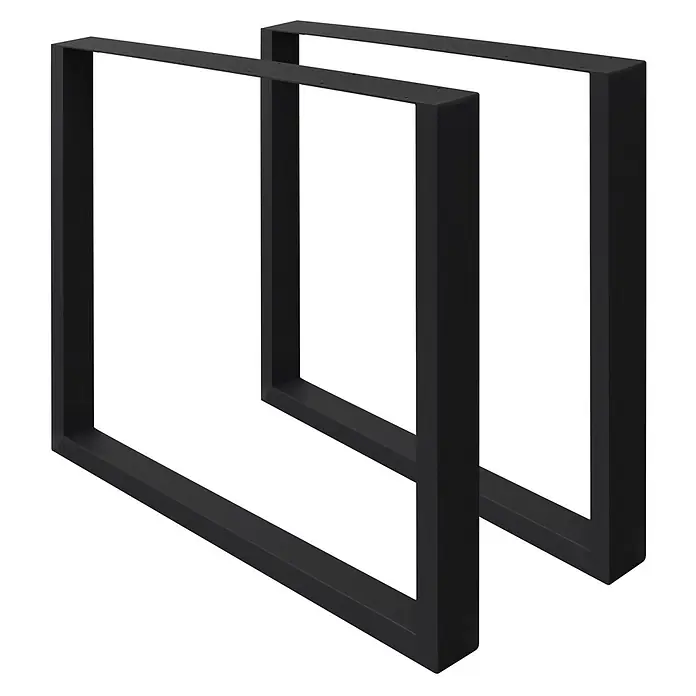 ECD Germany Tischgestell Tischgestell 60x72 cm Schwarz Bankkufen Industriedesign Möbelfüße Metall - Stahl - Paar schwarze, rechteckige Tischbeine aus Metall mit vorgebohrten Löchern.