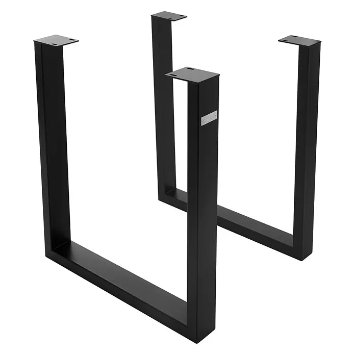 ML-Design Tischgestell Kufengestell Bankkufen für Couchtisch/Sitzbank DIY-Projekte - Stahl - Zwei schwarze U-förmige Tischbeine aus Metall mit Montageplatten.