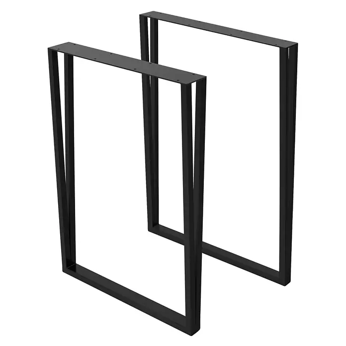 ML-Design Tischgestell Kufengestell rechteckige Form Schwarz für Esstisch/Schrebitisch - Stahl - Zwei schwarze, rechteckige Metall-Tischbeine mit vorgebohrten Montageplatten.