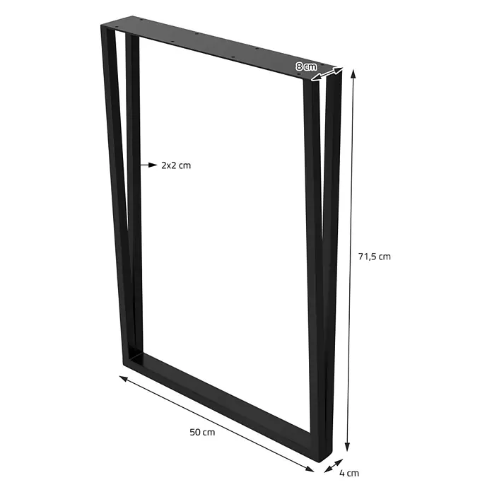 ML-Design Tischgestell Kufengestell rechteckige Form Schwarz für Esstisch/Schrebitisch - Stahl - Schwarzes Metall Tischbein-Gestell, 71,5 cm hoch, 50 cm breit, mit 2x2 cm Vierkantrohren, 8 cm obere Platte, 4 cm untere Platte.