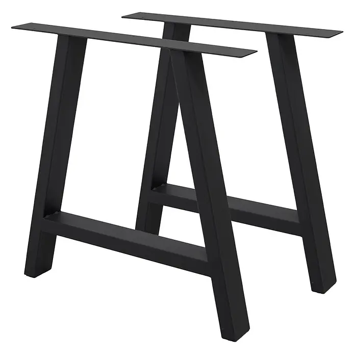 ECD Germany Tischgestell Möbelfüße A-Form Metall Tischkufen - L x B x H: 8 x 70 x 72 cm, Stahl - Zwei schwarze Metall-A-Tischbeine, passend für einen DIY-Tisch oder Schreibtisch.