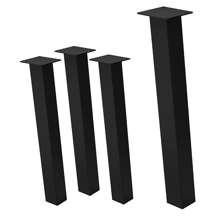ML-Design Tischgestell 4er Set Tischbeine schräg Möbelfüße und aus Stahl - Traglast: 500 kg, Stahl - Vier schwarze quadratische Möbelfüße aus Metall mit Montageplatten.