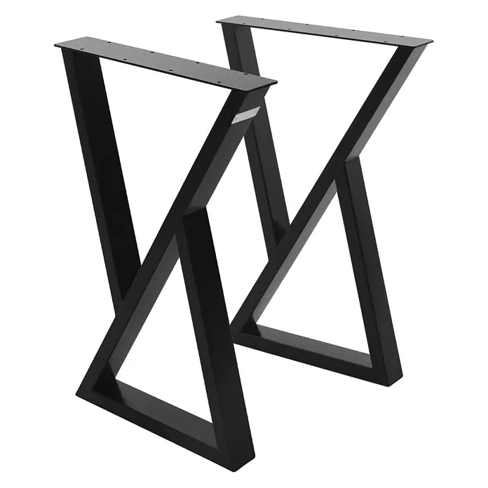 ML-Design Tischgestell Kufengestell X-Form Schwarz für Esstisch/Schreibtisch DIY-Projekte - Stahl - Zwei schwarze Metall-Trapez-Tischbeine mit vorgebohrten Löchern zur Montage, ideal für DIY-Tische.