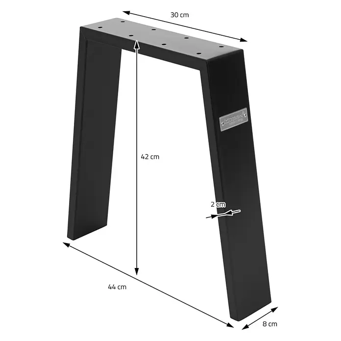 ML-Design Tischgestell Loft 2er Set aus Stahl Industriedesign U-Form - L x B x H: 8 x 44 x 42 cm, Stahl - Schwarzes U-förmiges Tischbein aus Metall, 42 cm hoch, mit Montageplatte und Schraublöchern.