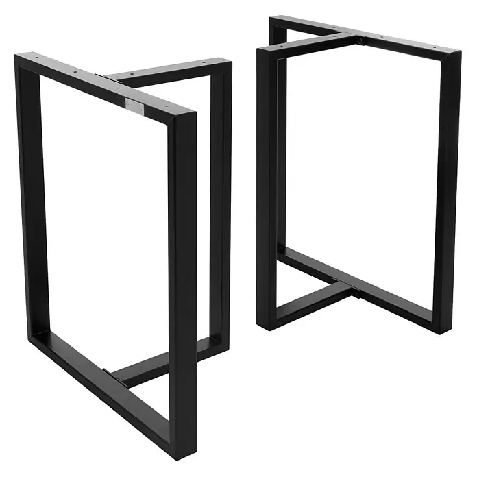 ML-Design Tischgestell Kufengestell Bankkufen für Couchtisch/Sitzbank DIY-Projekte - Stahl - Zwei schwarze Tischbeine aus Metall, rechteckige Rahmen zur Tischplattenunterstützung.