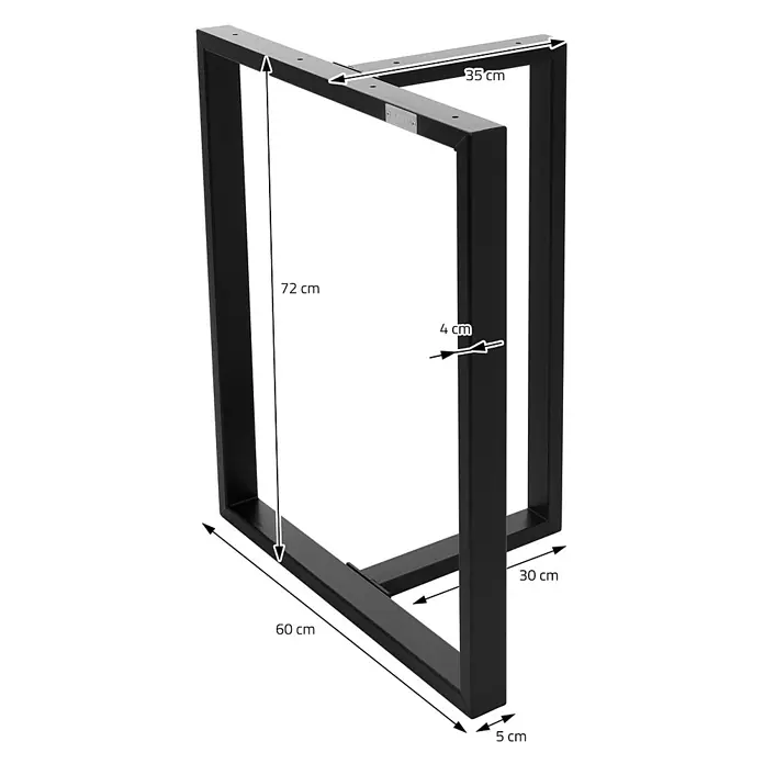 ML-Design Tischgestell Kufengestell Bankkufen für Couchtisch/Sitzbank DIY-Projekte - Stahl - Schwarzes Metall U-förmiges Tischgestell, 72cm hoch, 60cm lang, 35cm breit, mit 5x4cm Profil.