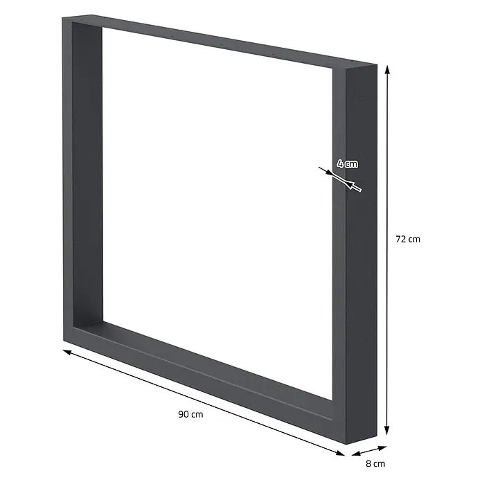 ECD Germany Tischgestell Tischgestell 90x72 cm Anthrazit Bankkufen Industriedesign Möbelfüße Metall - Stahl - Dunkelgraues Metall-Tischgestell, 90x72 cm mit 8x4 cm Profil, für stabilen Tisch.