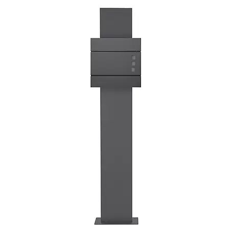 ECD Germany  Standbriefkasten Briefkastenanlage mit Ständer Anthrazit 170cm Mailbox mit Pfosten