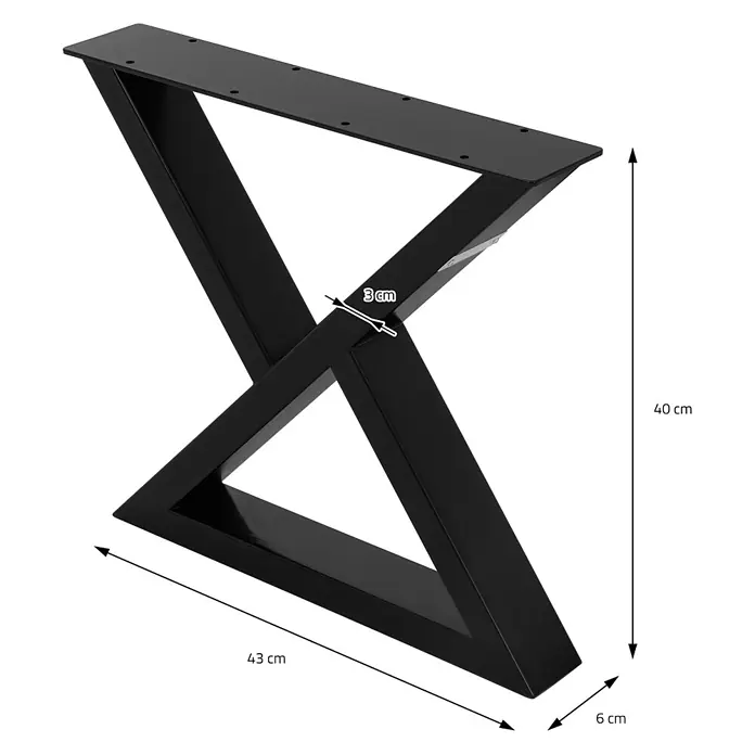 ML-Design Tischgestell Kufengestell Bankkufen X-Form Schwarz Bankbeine für DIY-Projekte - Stahl - Schwarzes X-förmiges Metall-Tischbein, geeignet für Tische, Bänke oder Schreibtische.