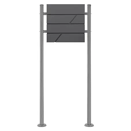 ML-Design  Standbriefkasten Briefkastenanlage mit Ständer Silber 120cm Mailbox mit Pfosten