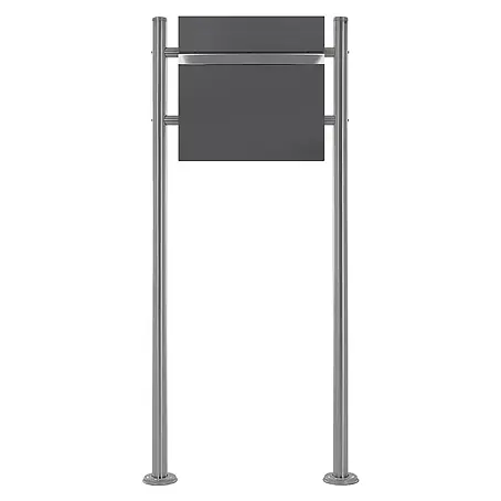 ECD Germany  Standbriefkasten Briefkastenanlage mit Ständer Silber 120cm Mailbox mit Pfosten