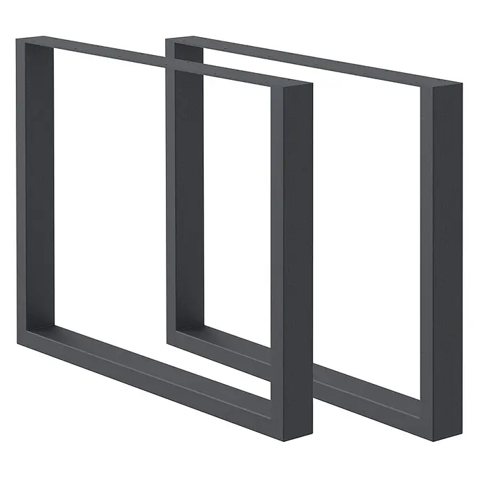 ECD Germany Tischgestell Tischgestell 80x72cm Anthrazit Bankkufen Industriedesign Möbelfüße Metall - Stahl - Zwei dunkelgraue U-förmige Metall-Tischbeine mit vorgebohrten Befestigungslöchern.