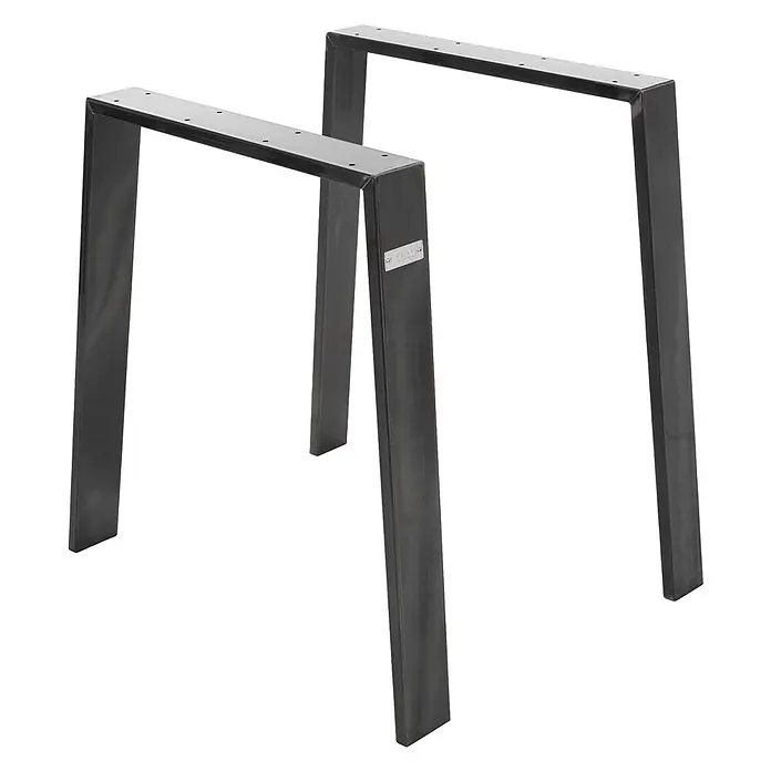 ML-Design Tischgestell Bankgestell Bankbeine 75x72cm Industrial Tischkufen Profil 8x2cm Möbelfüße - Stahl - Zwei dunkelgraue industrielle Metalltischbeine mit vorgebohrten Löchern zur Montage.