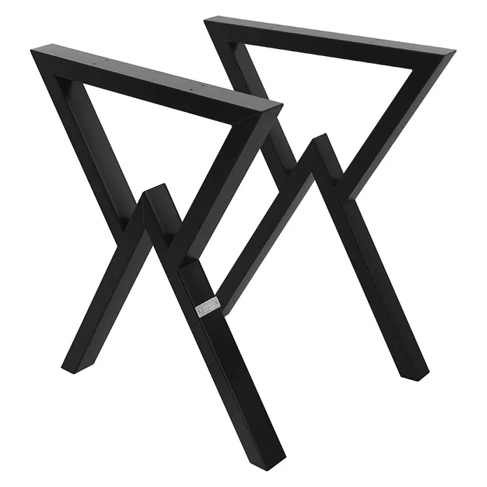 ML-Design Tischgestell Kufengestell X-Form Schwarz für Esstisch/Schreibtisch DIY-Projekte - Stahl - Zwei schwarze Metall-Tischbeine mit modernem, geometrischem Design.