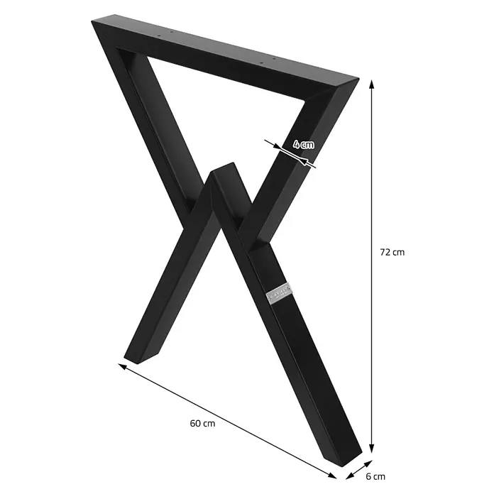 ML-Design Tischgestell Kufengestell X-Form Schwarz für Esstisch/Schreibtisch DIY-Projekte - Stahl - Schwarzes Metall Tischbein mit eckigem Industriedesign, 72 cm hoch und 60 cm breit.