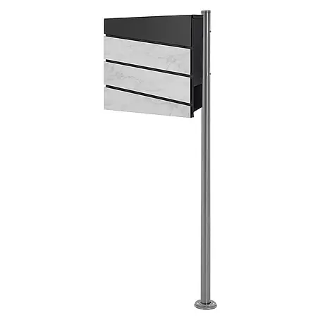 ML-Design  Standbriefkasten Briefkastenanlage mit Ständer Silber 120cm Mailbox mit Pfosten