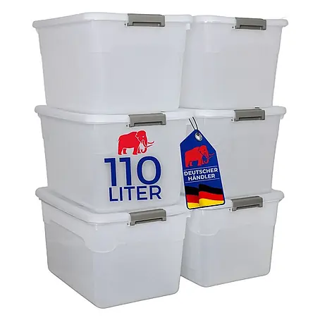 Proregal  Aufbewahrungsbox-Set 6er mit Deckel - XXL mit Rollen