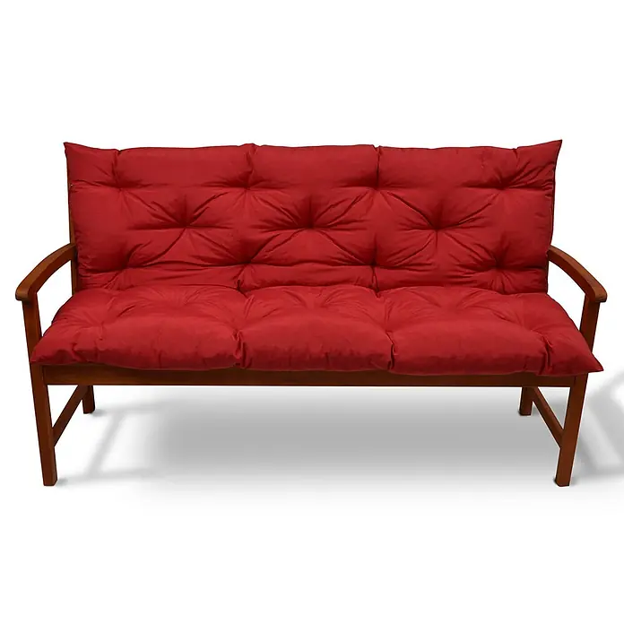 Beautissu Bankauflage Flair BR - Gartenbank, 1 Stk., L x B x H: 100 x 50 x 10 cm, Polyester, Rot - Gartenbank aus Holz mit dicken, getufteten roten Kissen.